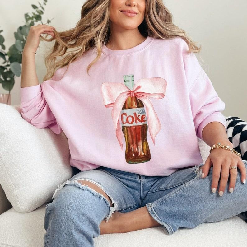 Diet Coke Pink Bow Sweatshirt, Diet Crewneck, Diet Coke Lover T-Shirts, Hoodie | WearSparks.com