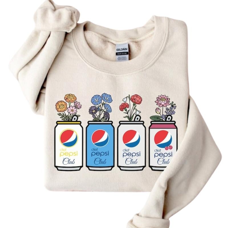 Diet Pepsi Sweatshirt Diet Pepsi Club Shirt Soda Lovers Hoodie Gifts for Pepsi Lovers Floral Soda Can Crewneck Sweater...