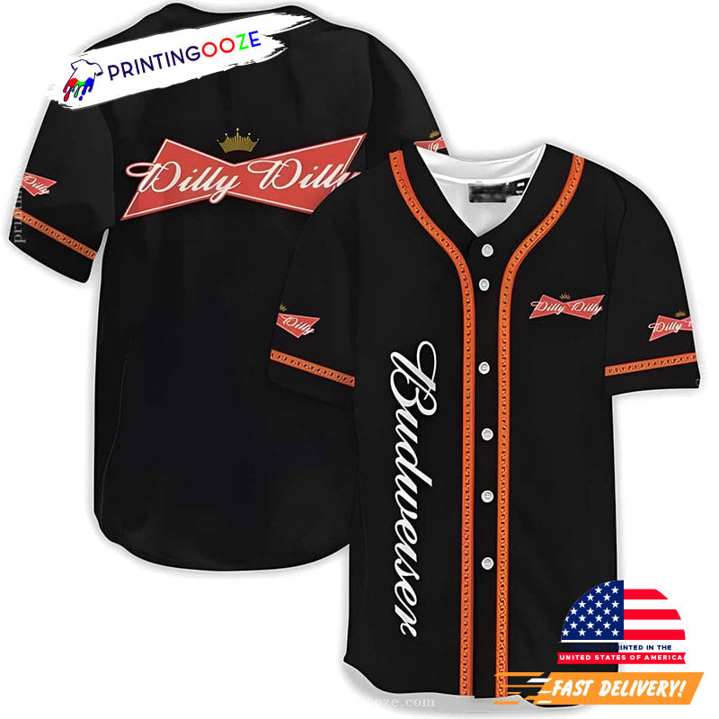 Dilly Dilly Budweiser Basic Black Baseball Jersey