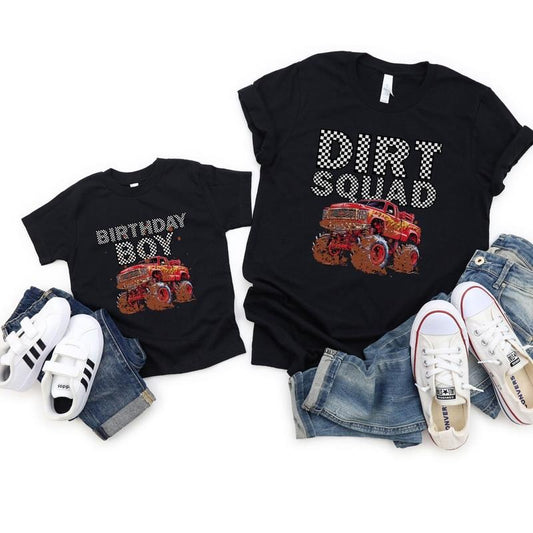 Dirt Squad Monster Truck Jam Mom Birthday Boy Mama Shirt Monster Truck Shirtmom Crewneck Monster Truck Birthday Jam...