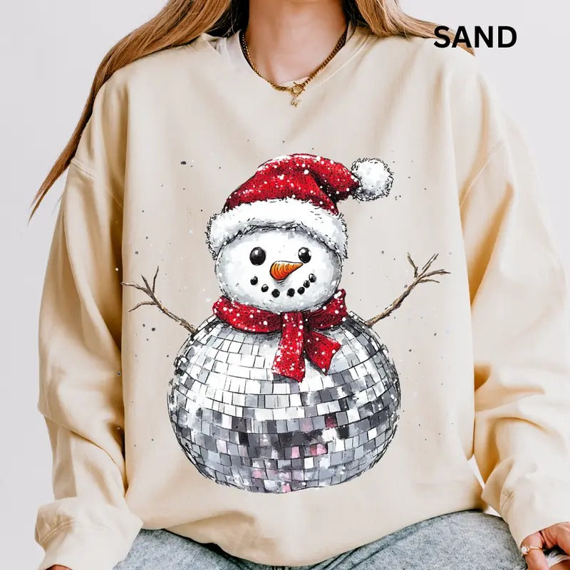 Disco Snowman Sweatshirt,  Christmas Graphic Sweatshirt for Men and Women - Pullover, Comfortable T-Shirts, Hoodie