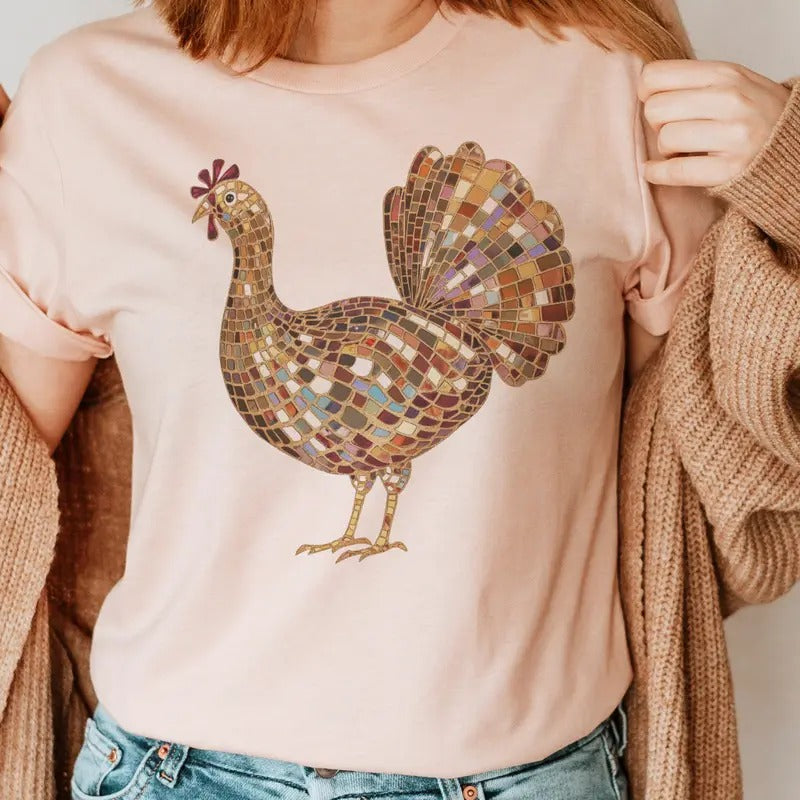 Disco Turkey Thanksgiving Tee Disco Thanksgiving Turkey Sweatshirt Womens Vintage Turkey Tshirt Faux Sequin Turkey...
