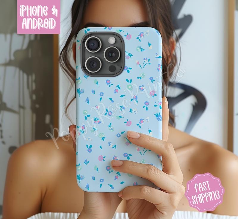 Ditzy Blue Floral Phone Case Mag Safe Compatible Magnetic Tough Cases T-Shirts, Hoodie, Sweatshirt | WearSparks.com