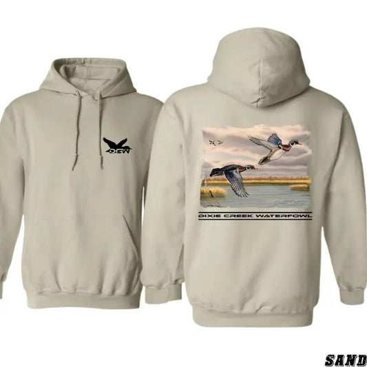 Dixie Creek Waterfowl Hoodie - Scenic Hunting Landscape Design Featuring Beautiful Duck Graphics, Perfect for Wildlife...