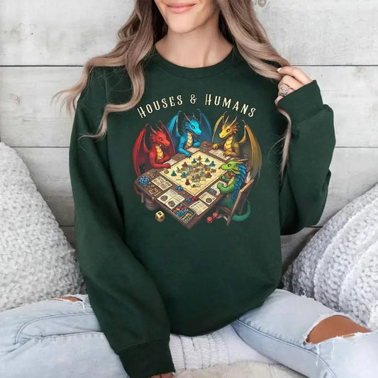 DnD Houses And Humans Parody Funny Dungeons Roleplay Game T-Shirt Sweatshirt Hoodie, Dungeons And Dragons Game Best Gift...