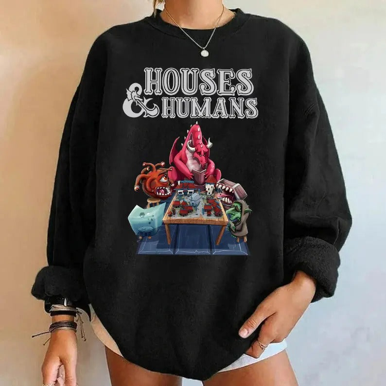 Dnd Houses And Humans Sweatshirt, Vintage Dungeons & Dragons SWEATSHIRT, DnD Sweatshirt, Houses and Humans D&D Shirt, DnD...
