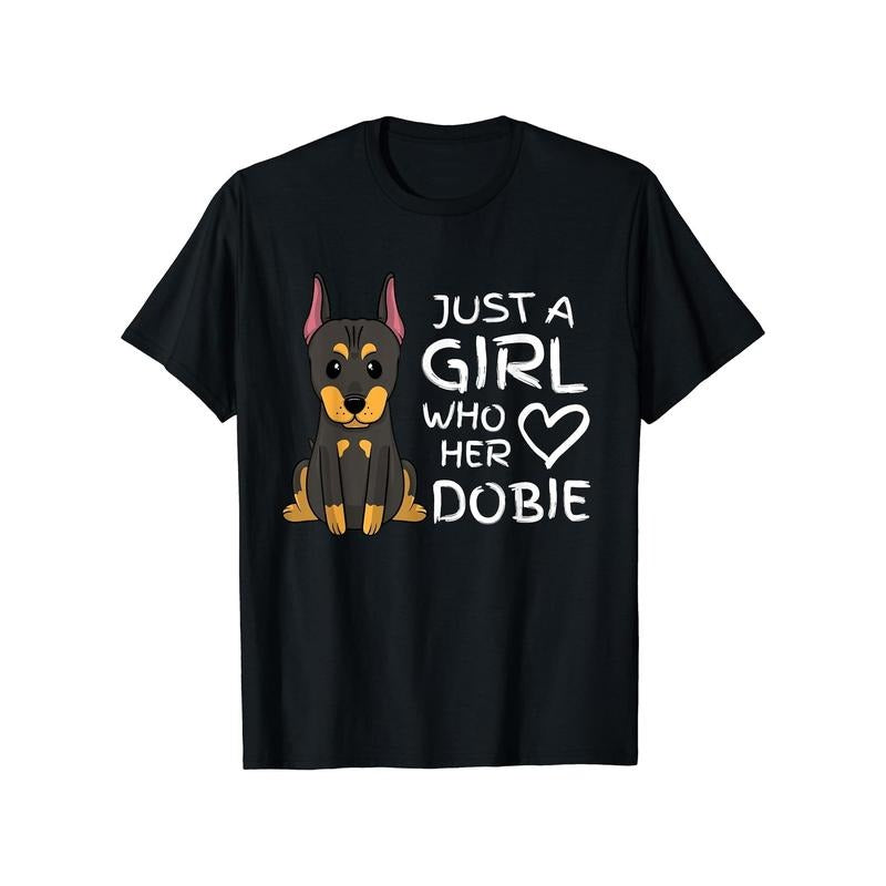 Doberman Lover's Delight: 100% Cotton Crew Neck T-Shirt with Adorable Puppy Print