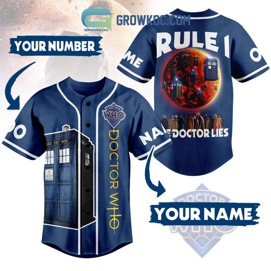 Doctor Who Police Call Box Rule 1 Personalized Baseball Jersey