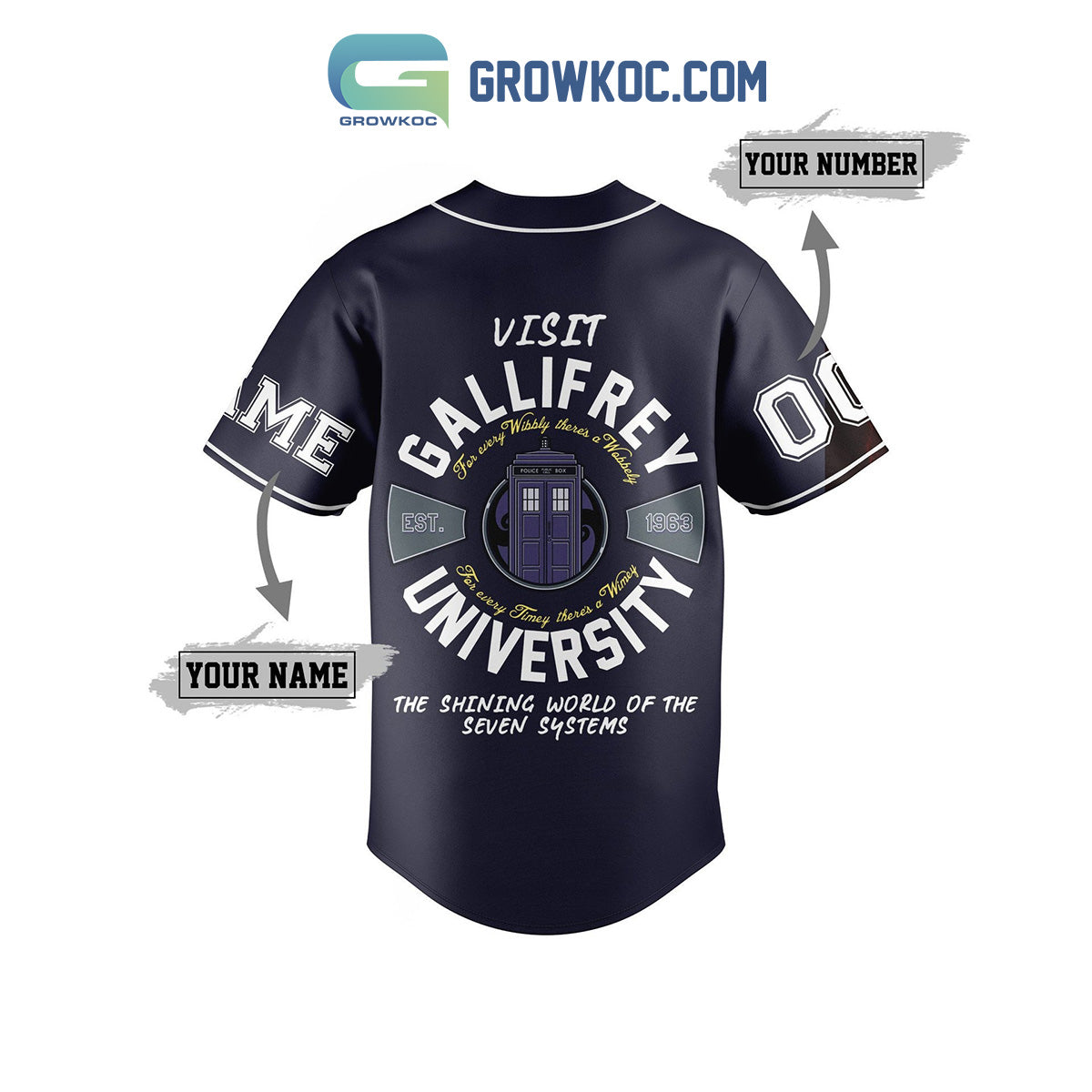 Doctor Who University of Gallifrey Personalized Baseball Jersey