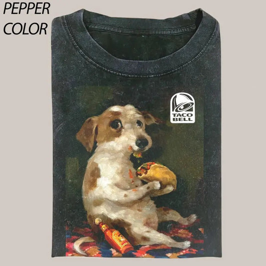 Dog Chill With Taco Bell Vintage Graphic T-shirt, Funny Meme Tee, Dog Lover Unisex T-Shirt, Gift For Men Women Hoodie,...