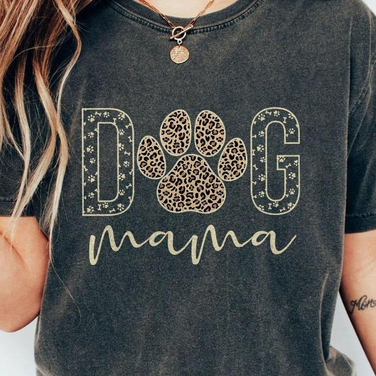 Dog Mama Shirt, Dog Mom Comfort Colors T-Shirt, Dog Mom Leopard Shirt, Dog Mama Tee, Mothers Day Gift For Dog Mom, Dog...