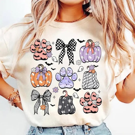 Dog Mom Halloween Coquette Shirt, Fall pumpkins Sweatshirt, Halloween pumpkin, Halloween Coquette Bow, Dog mom  Shirt...