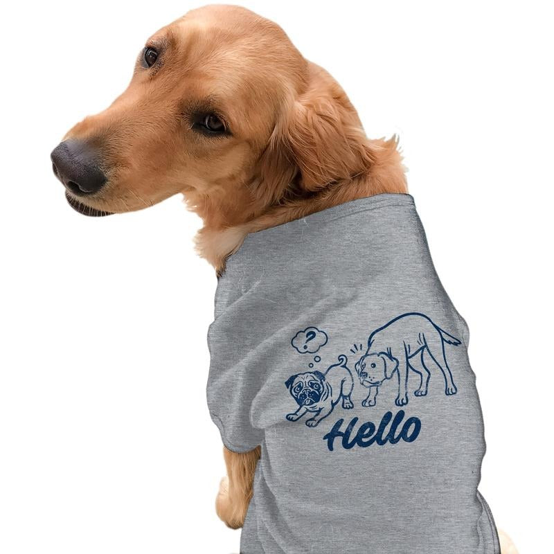 Dog Shirt Hello Butt Hilarious Saying Cute Tee for Pet Funny Graphic Top Dad Joke Shirt For Dogs Funny Dog Puppy Shirt...