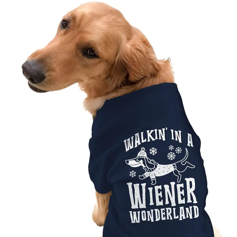 Dog Shirt Walkin In A Wiener Wonderland Tee Funny Christmas Puppy Shirt Christmas Shirt For Dogs Funny Dog Puppy Shirt...