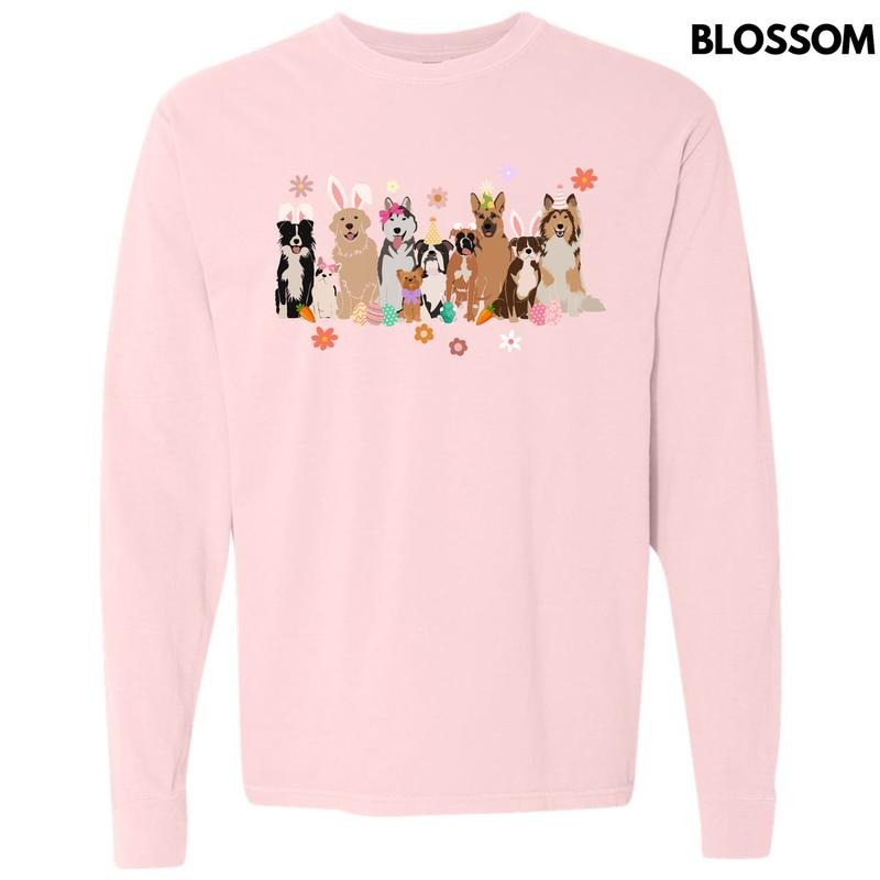 Doggy Easter Celebration Long Sleeve Comfort Colors T-Shirt 'NLB' Hoodie, Sweatshirt | WearSparks.com