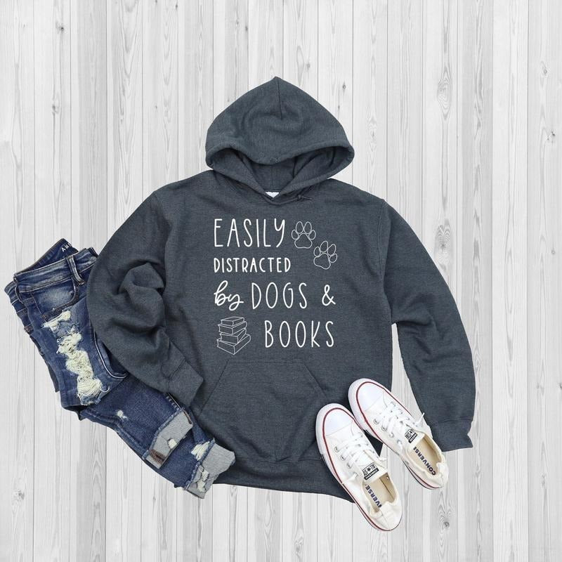Dogs And Books Shirt, Read Hoodie, Book Hoodie, Reading Hoodie, Book Lover Gift, Librarian Gift, Book Gift KEBE9 Sweatshirt