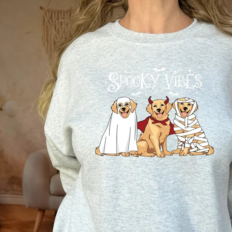 Dogs Spooky Vibes Halloween gildan sweatshirt T-Shirts, Hoodie | WearSparks.com