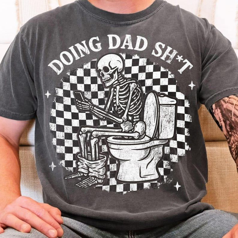 Doing Dad Sht shirt, Funny Skeleton Toilet tee, Checkered Dad Father's Day shirt Hoodie, Sweatshirt | WearSparks.com