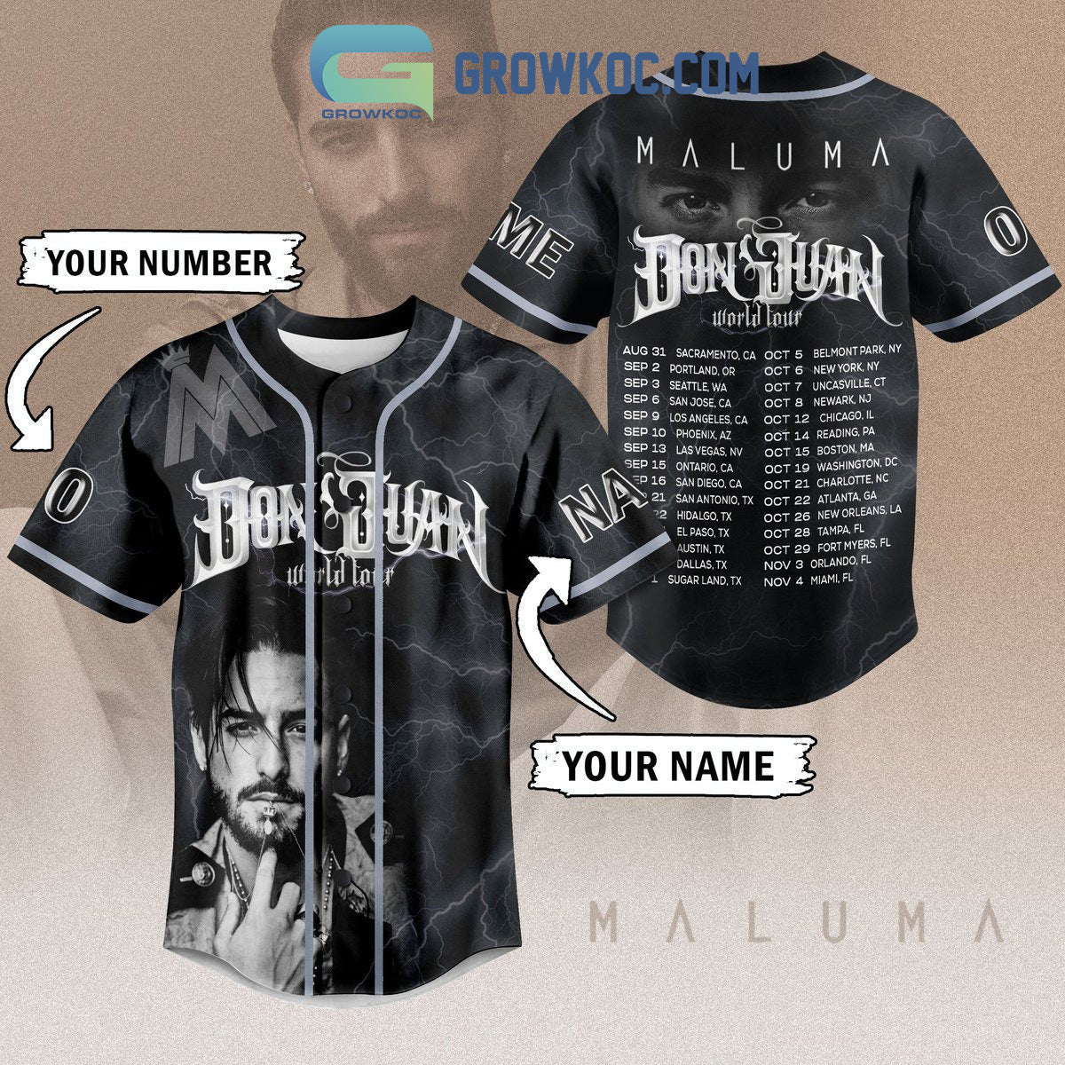 Don Juan World Tour Maluma Personalized Baseball Jersey