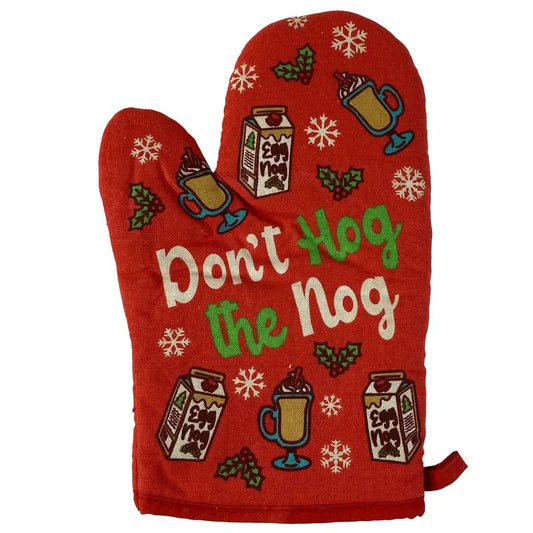 Don't Hog The Nog Oven Mitt Funny Christmas Tradition Eggnog Chefs Kitchen Glove Funny Graphic Kitchenwear Christmas ...