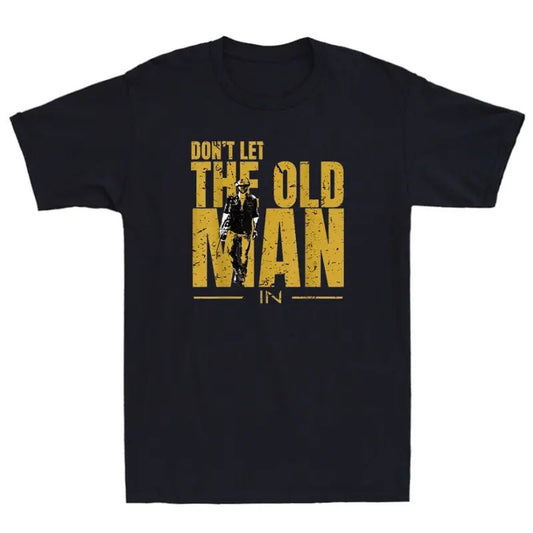 Don't Let The Old Man In Vintage Walking With A Guitar Saying Retro Mens T-Shirt Hoodie, Sweatshirt | WearSparks.com