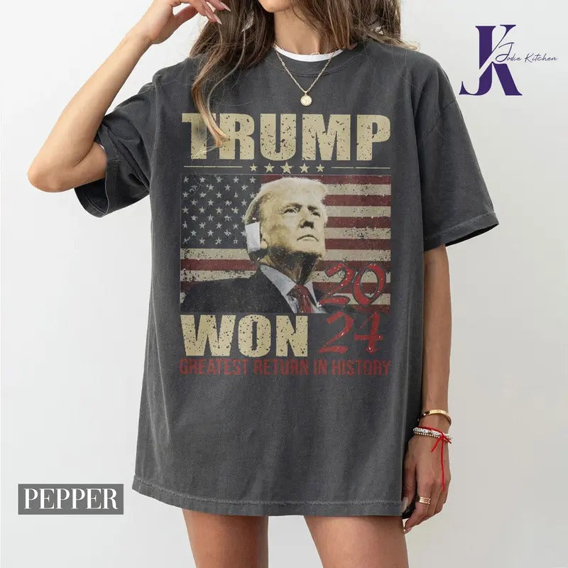 Donal Trump Won Shirt, Trump Won 2024 Election Inauguration Graphic Tee, Trump We Won Again 2024 Unisex Shirt, Hoodie,...