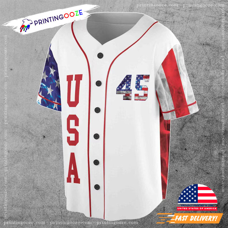 Donald Trump 45 Smoke American Flag Baseball Jersey