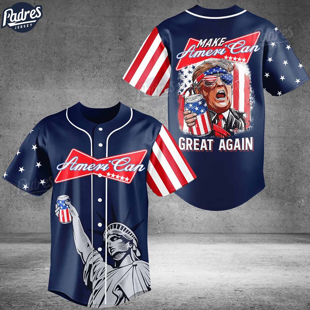 Donald Trump Make American Great Again Baseball Jersey Fan Gear - Padres Jersey Oasis: Elevate Your Baseball... (Image 1)