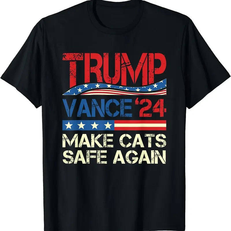 Donald Trump Make Cats Safe Again 2024 Debate Funny T-Shirt | Unisex Cotton Tee Gift | Full Size Hoodie, Sweatshirt