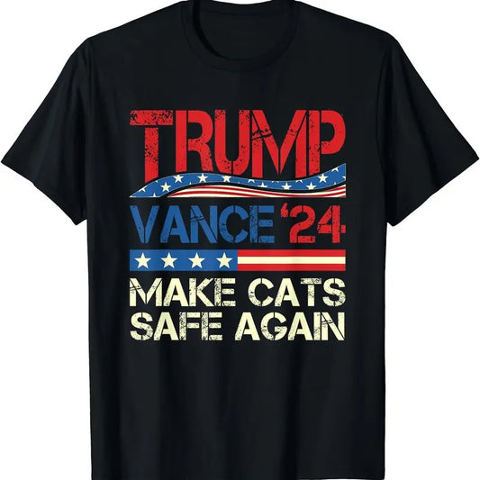 Donald Trump Make Cats Safe Again 2024 Debate Funny T-Shirt | Unisex Cotton Tee Gift | Full Size Hoodie, Sweatshirt