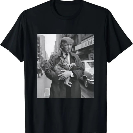 Donald Trump and Cat in NYC T-Shirt | Unisex Cotton Tee Gift | Full Size Hoodie, Sweatshirt | WearSparks.com