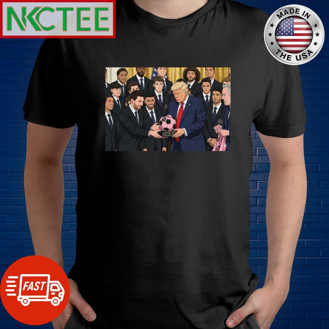 Donald Trump vs Messi and ball signature anime shirt