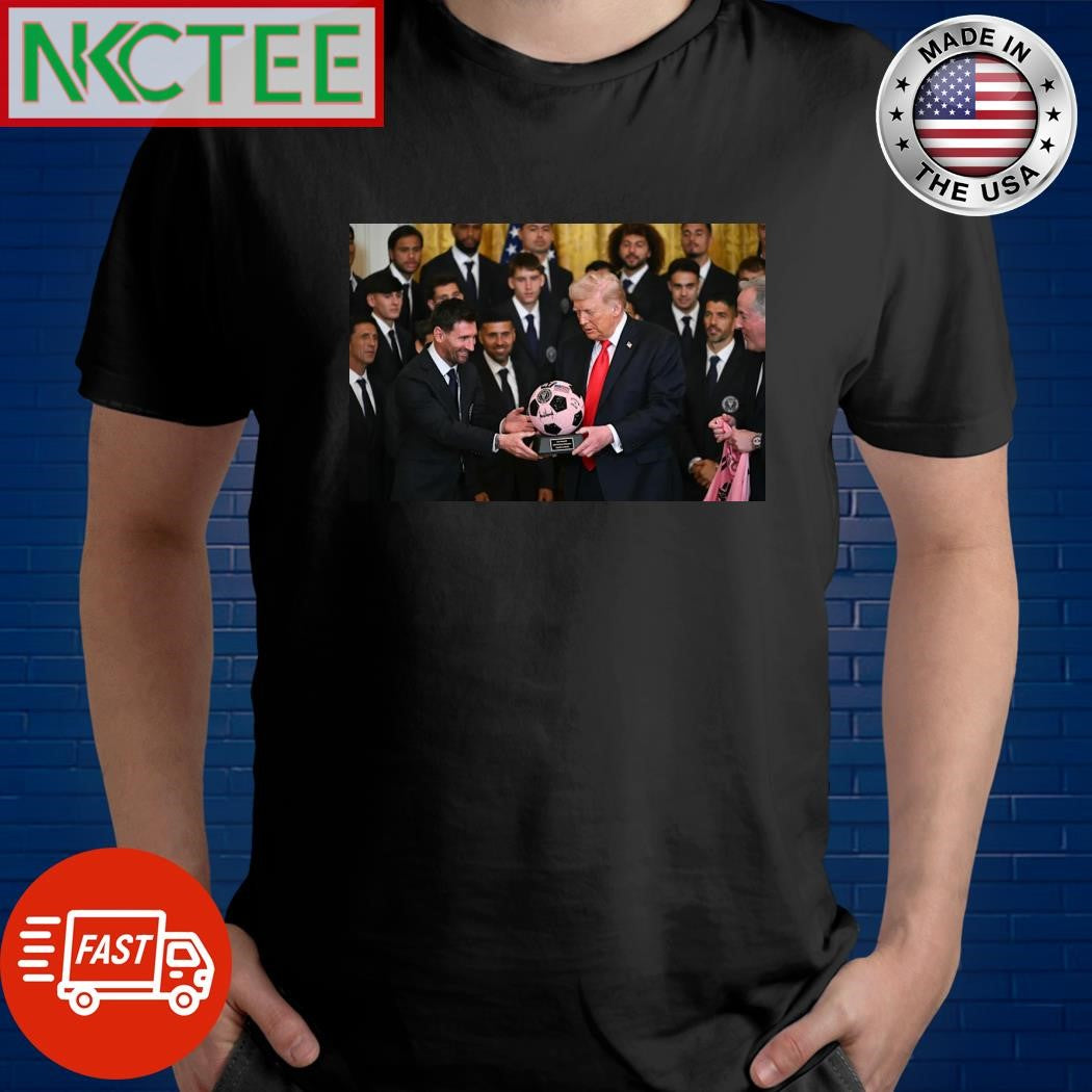 Donald Trump vs Messi and ball signature shirt