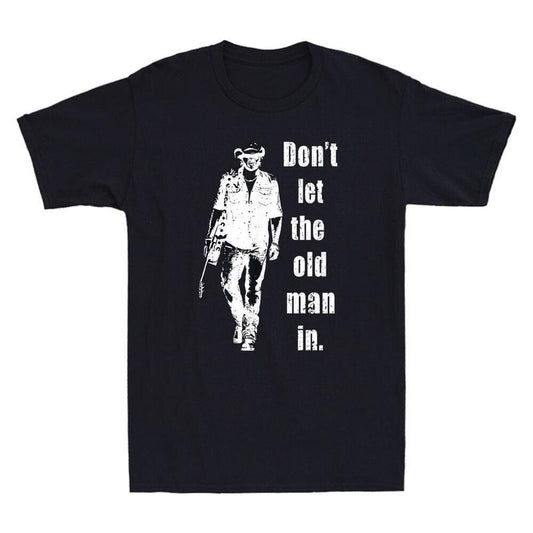 Dont Let The Old Man In Vintage Walking With A Guitar Quote Retro Mens TShirt Menswear Top Hoodie, Sweatshirt