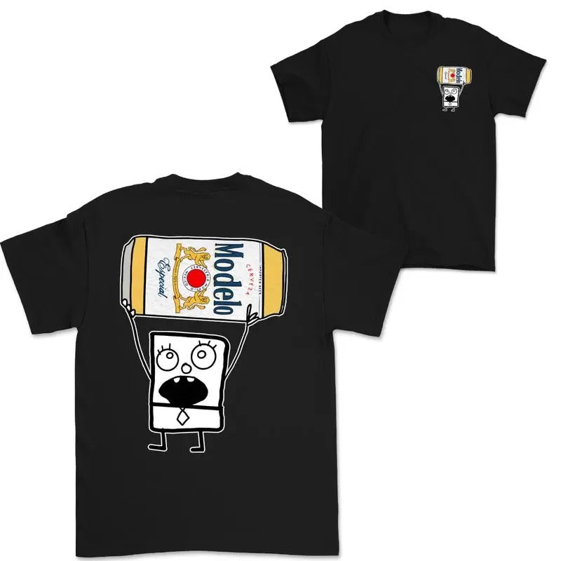 Doodlebob Modelo Beer Essential 2 Sided T-Shirt Funny Drinking T-Shirt Summer T-Shirt Full Color Unisex Perfect Gift for...
