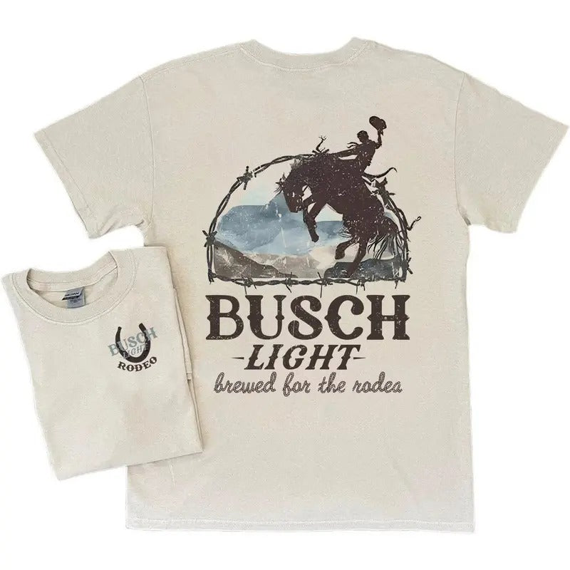 Double Sides Printed Busch light Rodeo T-Shirt, Brews For The Rodeo Unisex T-Shirt Fabric Cotton Hoodie, Sweatshirt