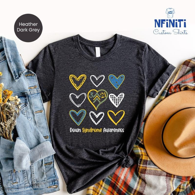 Down Syndrome Awareness Heart T-shirt Down Syndrome Month Support T-shirt Down Syndrome Shirt Down Syndrome Gift Sped...