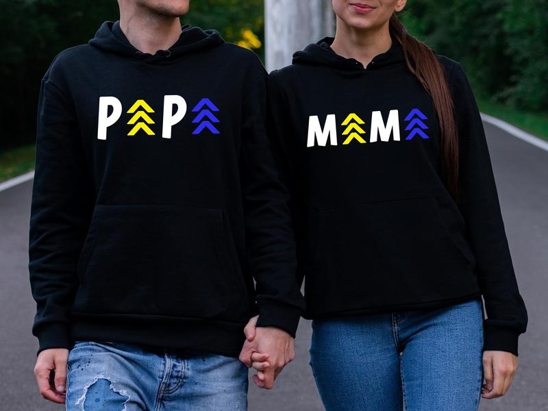 Down Syndrome Mama Sweatshirt, Down Syndrome Papa Hoodie, 321 Parent Matching Support Sweater, New Mom T21 Gift Hoodie,...