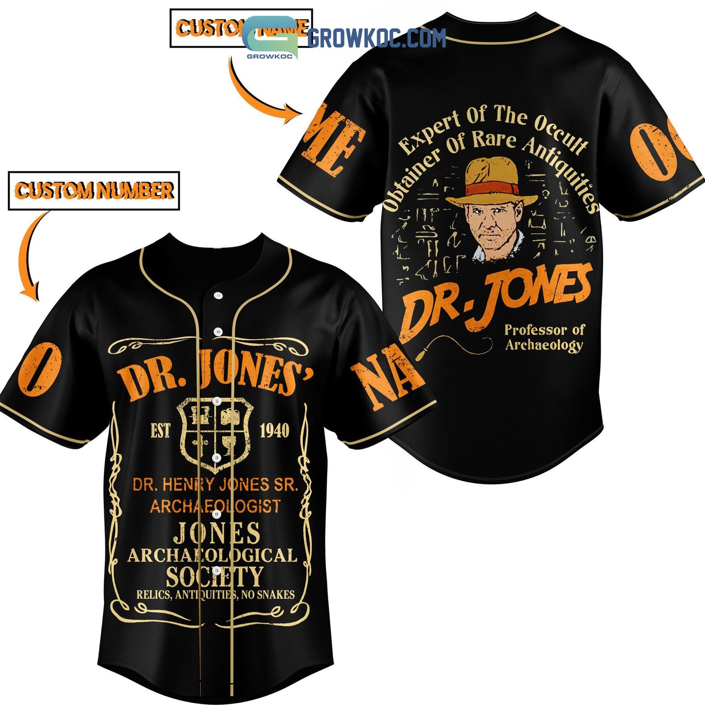 Dr Jones Professor Of Archaeology Personalized Black Design Baseball Jersey