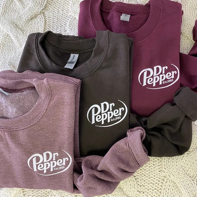 Dr Pepper Embroidered Sweatshirt, Celebrate Your Love for Dr Pepper With Our Embroidered Sweatshirt Cotton Menswear...