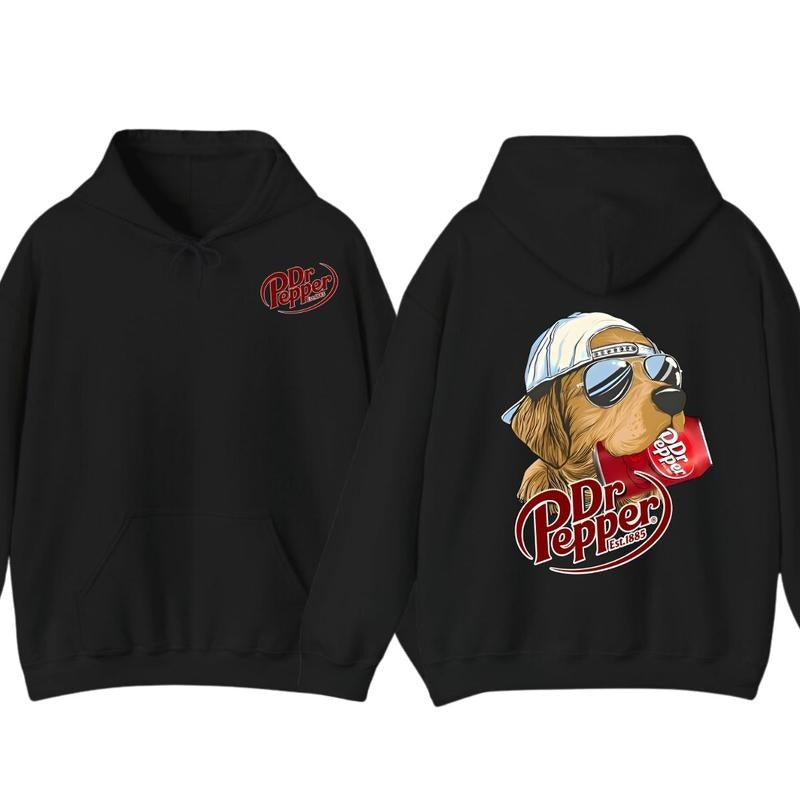 Dr Pepper Golden Dog Two-sided Hoodie Trendy For Spring T-Shirts, Sweatshirt | WearSparks.com