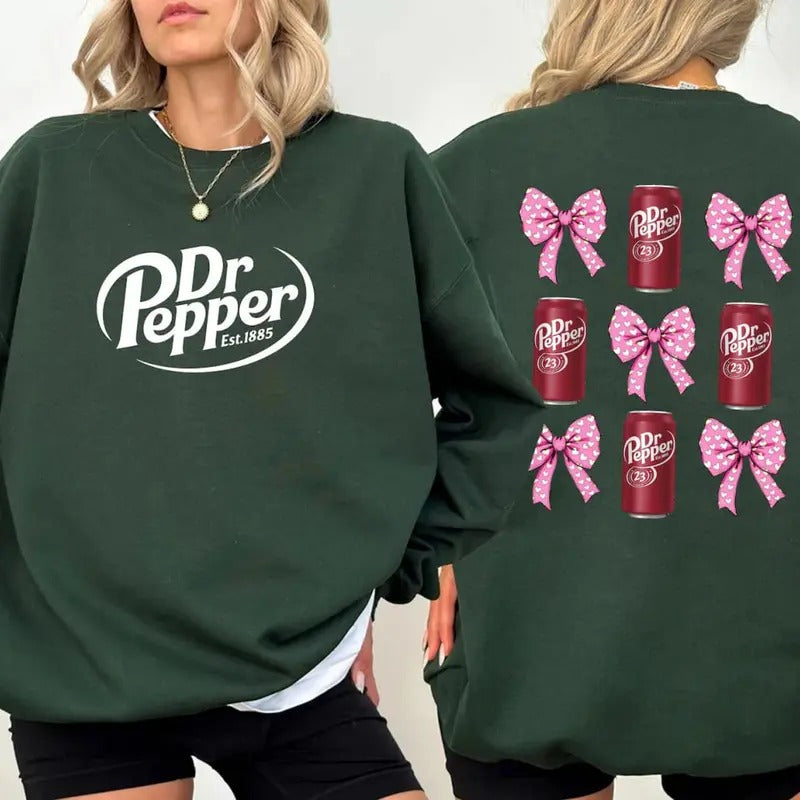 Dr Pepper Pink Bow Coquette Sweatshirt, Coquette Bow Dr Pepper Tee Shirt, Coquette Pink Bow Dr Pepper Shirt, Funny Dr...