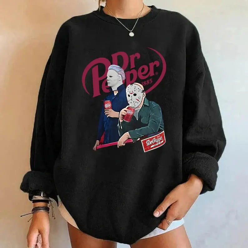 Dr Pepper Sweatshirt, Dr Pepper Michael And Jason Sweatshirt, Dr Pepper Halloween Shirt, Michael Myers Jason Vooheers...