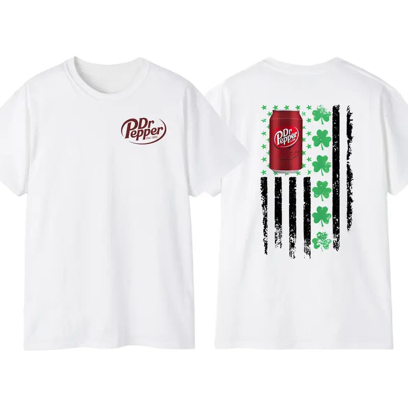 Dr. Pepper Flag With Shamrocks For St. Patrick's Day T-Shirt Sweatshirt Hoodie, Unisex Hoodie, American Flag Tee