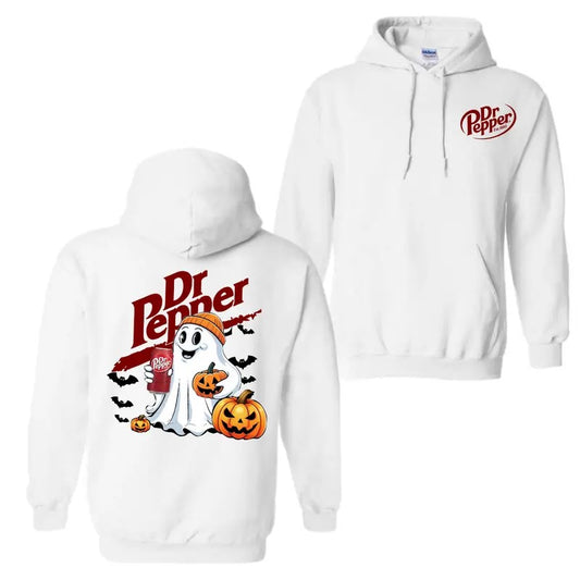 Dr. Pepper Ghost Cute Halloween 2 Sided Hoodie T-Shirt, Dr. Pepper Halloween Hoodie For Men And Women, Halloween Cute...