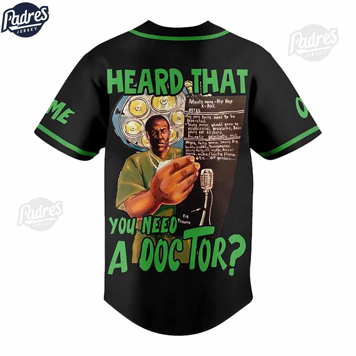 Dr.Dre Custom Baseball Jersey Outfit - Heard That You Need Doctor - Padres Jersey Oasis: Elevate Your Baseball... (Image 2)