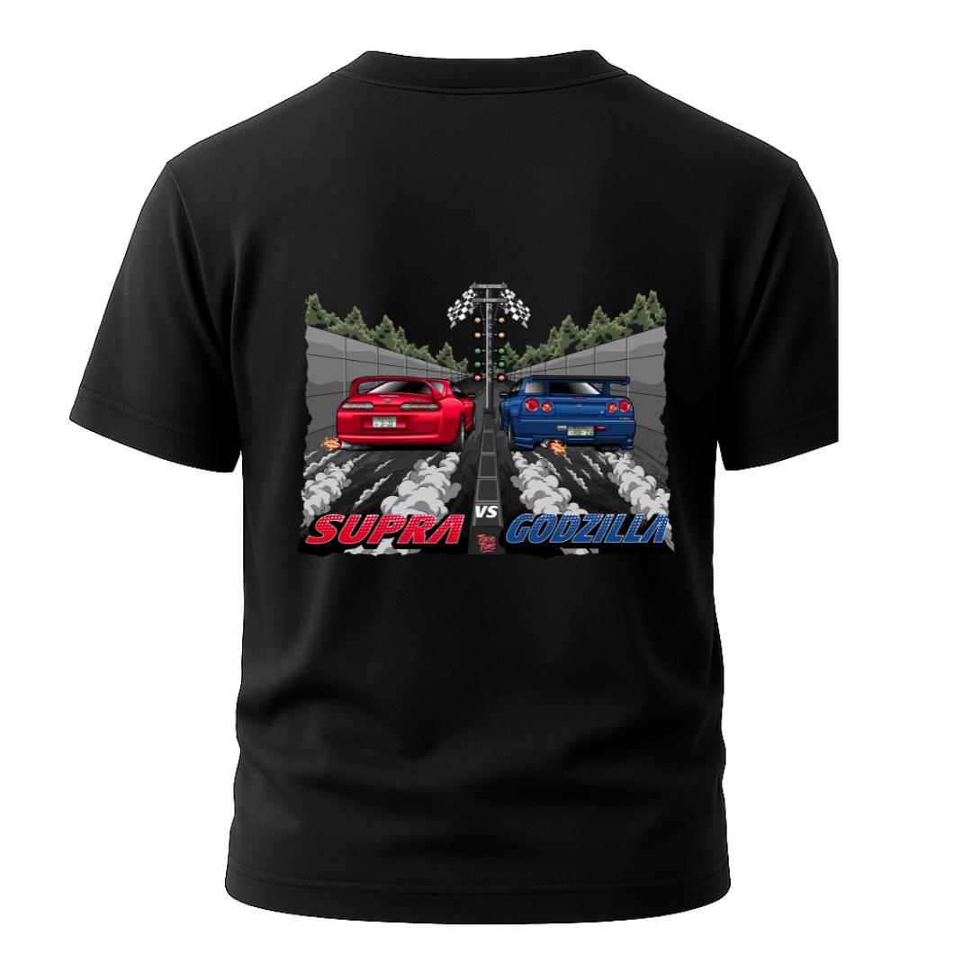 Supra vs Godzilla R34 Drag Racing T-Shirt Hoodie, Sweatshirt | WearSparks.com