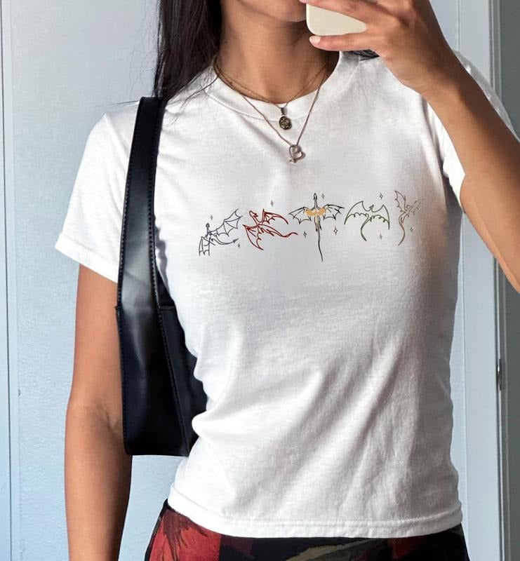Dragon Fourth Wing Baby Tee, Basgiath War College Baby Tee, Fourth Wing Series Baby Tee, Violet Sorrengail T-Shirt, Gift...