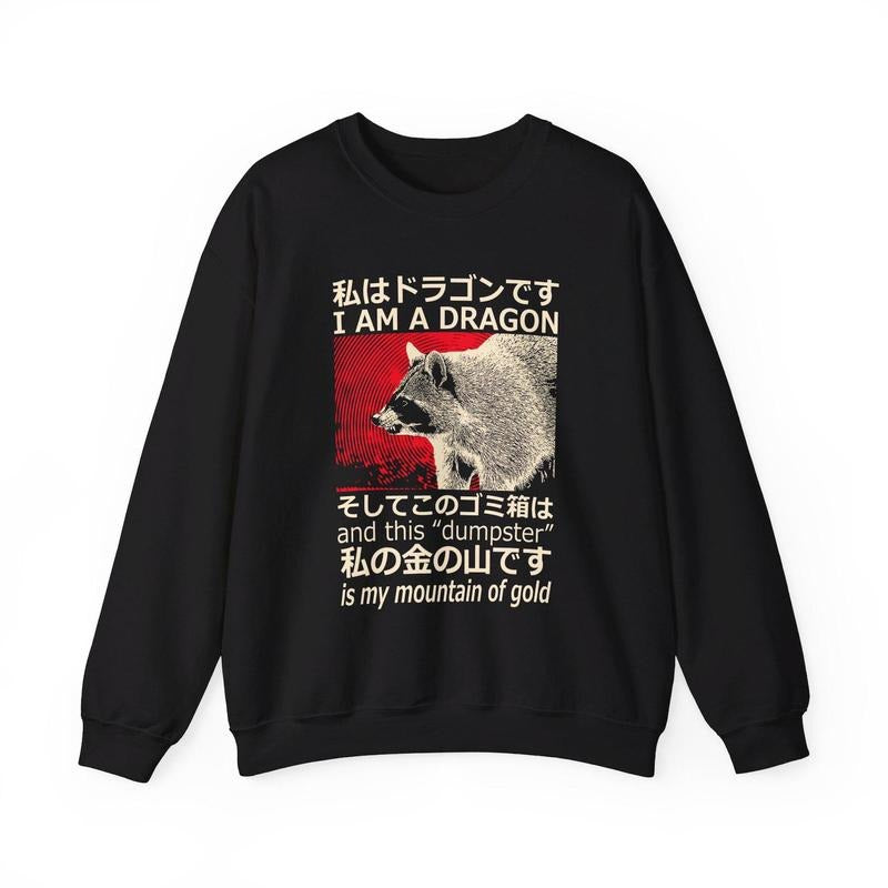 Dragon Raccoon Crewneck Sweatshirt T-Shirts, Hoodie | WearSparks.com
