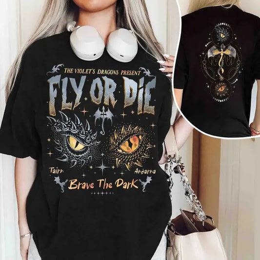 Dragon Rider Crewneck, Onyx Storm Brave The Dark Sweatshirt, Fly Or Die Fourth Wing Series Sweater, Gift For Dragon Books...